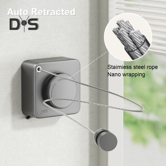 4.2M настенная выдвижная бельевая веревка регулируемая втягивающаяся прочная нержавеющая стальная проволока для сушки белья в помещении и на открытом воздухе