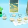 Gift Memo Card Desktop Ornament Round Wooden Holder Photo Frame Picture Clip Message Left Supporter