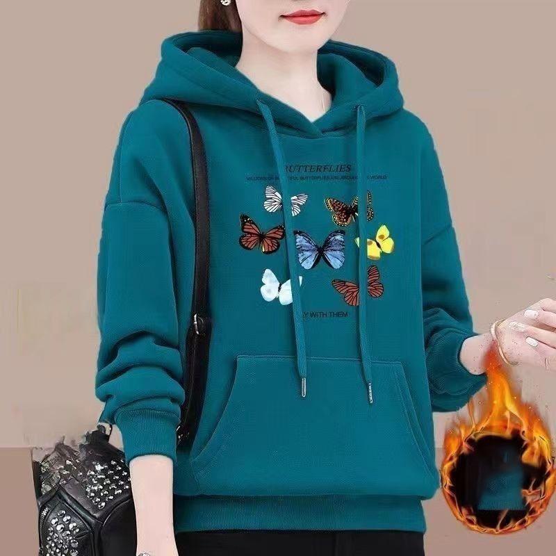 Женская толстовка с капюшоном весна-осень Модные принтованные толстовки большого размера Пуловеры Женские свободные толстовки Пальто Флисовые топы
