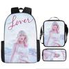 Taylor Swift Themed Kids School Backpack Set Elementary Students Oxford Fabric Breathable Lightweight With Padded Straps