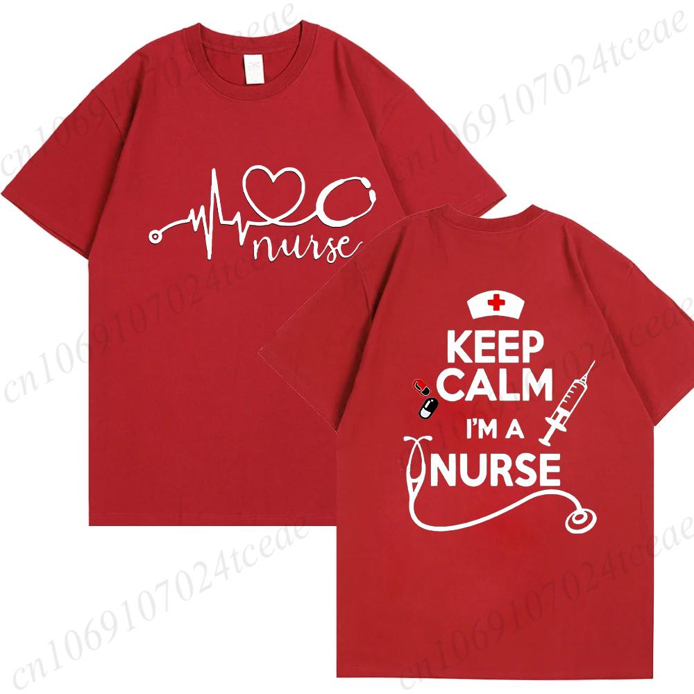 Keep Calm Nurse Print T-shirts Short Sleeve Black Women T-shirt Girl Vintage Tops Tee Shirt Female Harajuku Clothing Streetwear