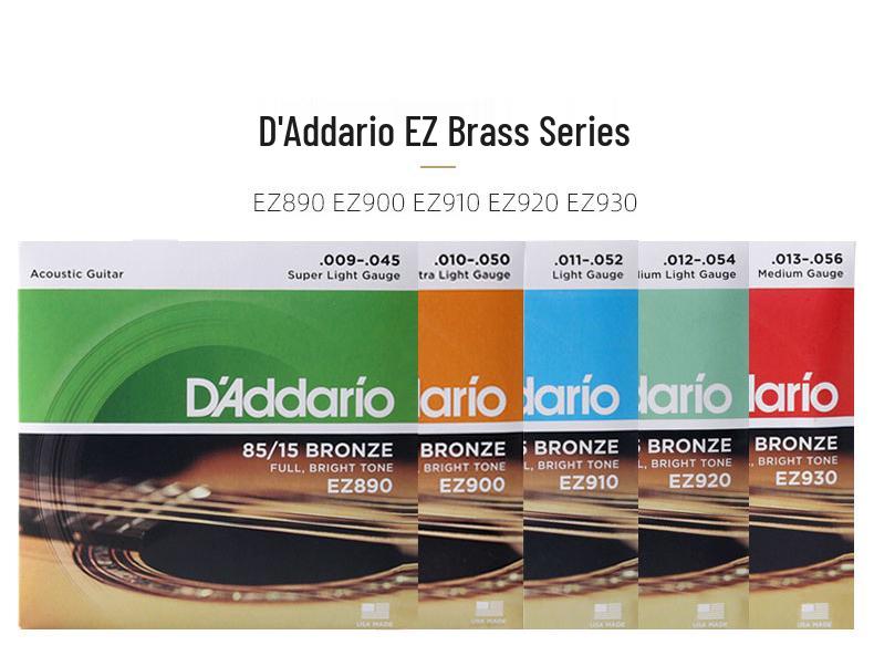 D'Addario EJ16 EZ920 Струны для фолк-гитары с покрытием из фосфорной бронзы, набор из 6 штук.