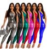 AL240 European & American Women's Metallic Sleeveless Sexy Summer Jumpsuit