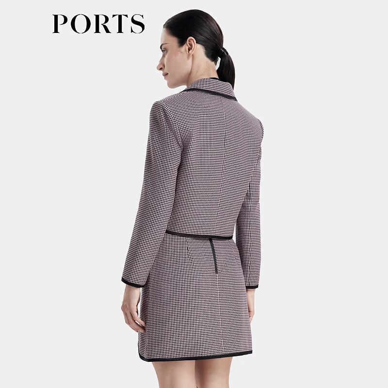 PORTS Rose Pink Houndstooth Short Jacket