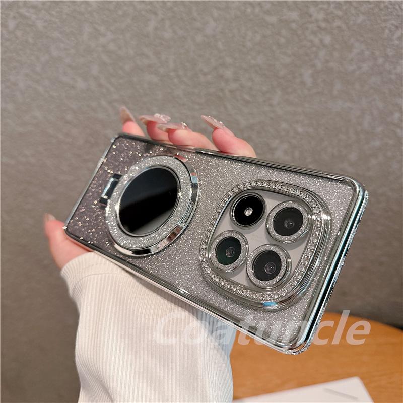 Роскошный блестящий магнитный держатель-зеркало Magsafe, чехол с бриллиантами для Xiaomi Redmi Note 14 Note14 Pro Plus 14S 14C 4G 5G с гальваническим покрытием