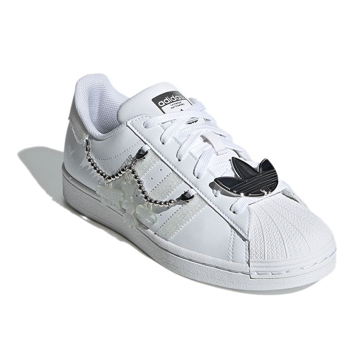 Adidas Originals Superstar Series Synthetic Leather Low-Top Sneakers Women Sneakers White Silver Gray GZ8404