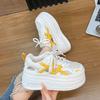 Little White Shoes Women's 2025 Summer New Thick-soled Hollow Shoes Small Man Height Increase Mesh Breathable Casual Versatile Board Shoes