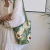 Yogodlns New Fashion Floral Pattern Bucket Bag Canvas Casual Shoulder Bag Large Capacity Creative Handbag for Women