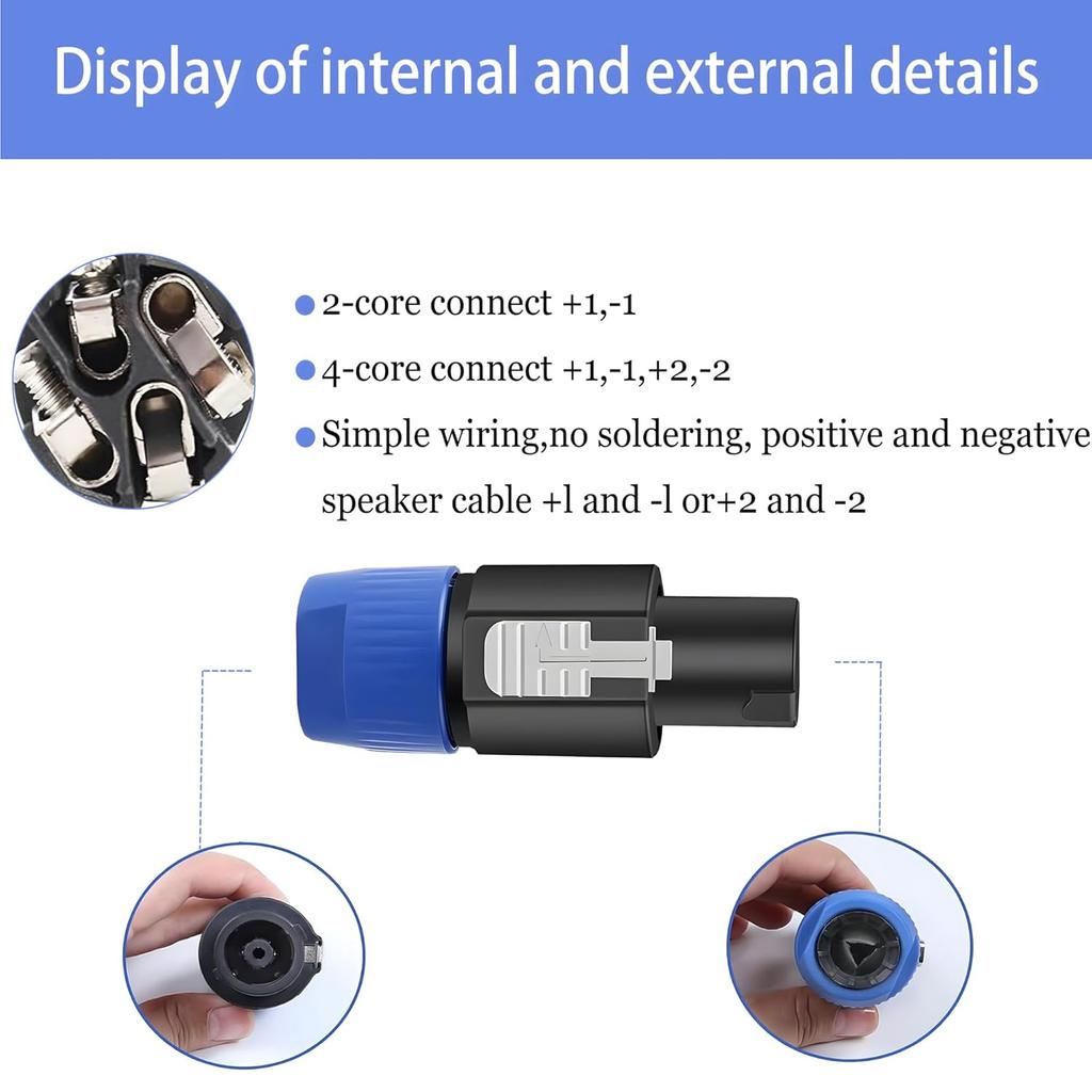 NL4FC Twist Lock 4 Pole Speaker Plug Connector Adapter Compatible for NL4FX NLT4X NL2FC for Amplifier Speaker Interconnect