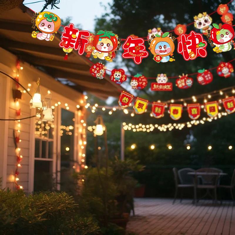 1 шт. подвесной орнамент год змеи китайский Новый год баннер красочный 2025 мультфильм весенний фестиваль принадлежности выдвижной флаг торговый центр магазин декор