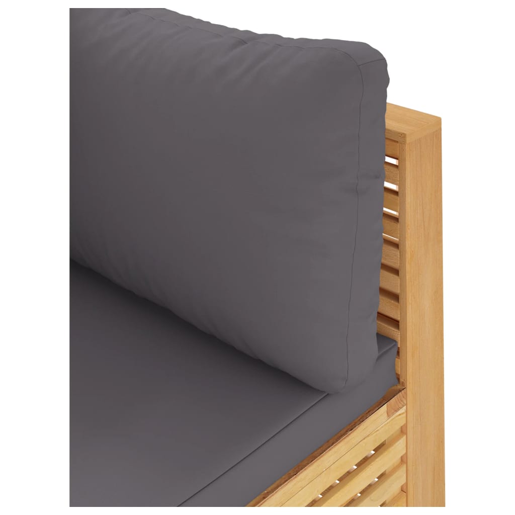 Garden Corner Sofa with Dark Grey Cushions Solid Teak Wood