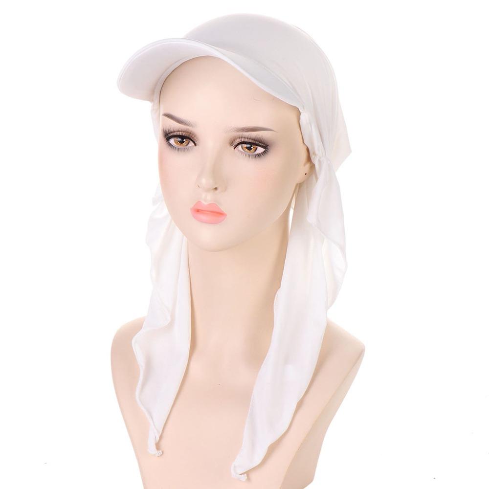 Solid Color Headscarf Baseball Cap Turban Cap Hijab Shawl Sunscreen Beach Hats Girl