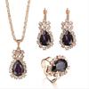Fashion Romantic Charm Elegant Chain Necklace Earrings Rings Women Jewelry Set ARI
