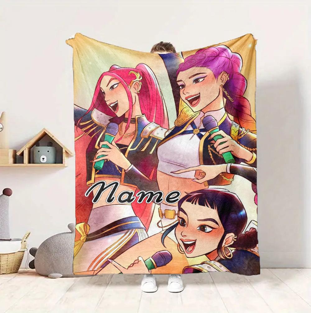 Custom Name Character Expressions Flannel Blanket Throw Blanket Soft Warm Sofa Bed home Decor Unique Gift