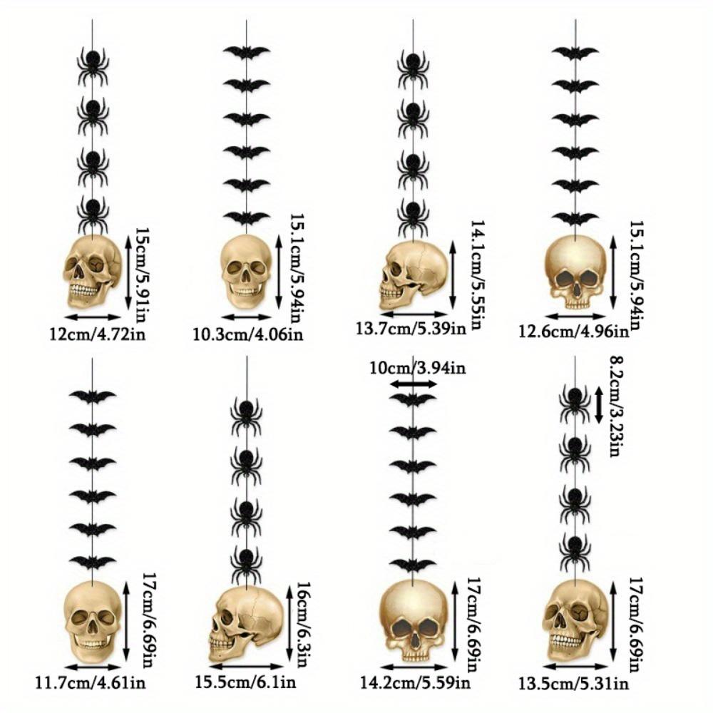 5 комплектов Хэллоуинские декоративные подвесные украшения Череп Паук Летучая мышь Подвесной декор Хэллоуинские украшения Готическая вечеринка Подвесные скелеты Стримеры Баннер