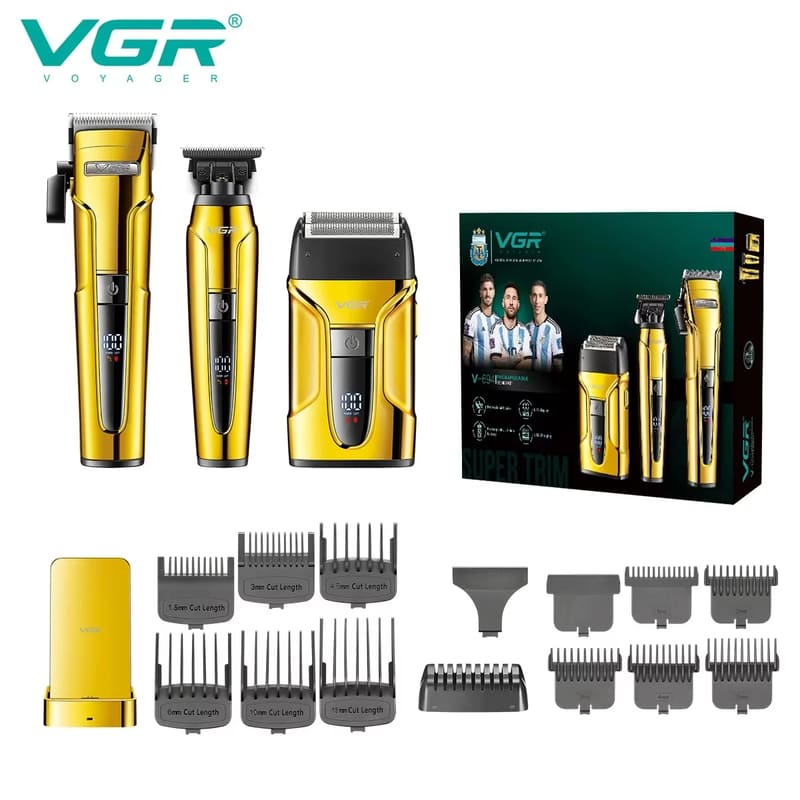 Новая VGR V-694 Профессиональная электрическая бритва с возвратно-поступательным движением, Машинка для стрижки волос, Многофункциональная машинка для стрижки волос с цифровым дисплеем, Набор электрических машинок для стрижки волос