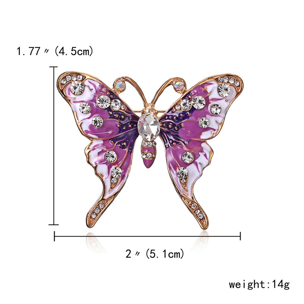 Rinhoo Shining Full Rhinestone Butterfly Brooch For Women Elegant Crystal Insect Collar Lapel Pins Animal Corsage Party Jewelry