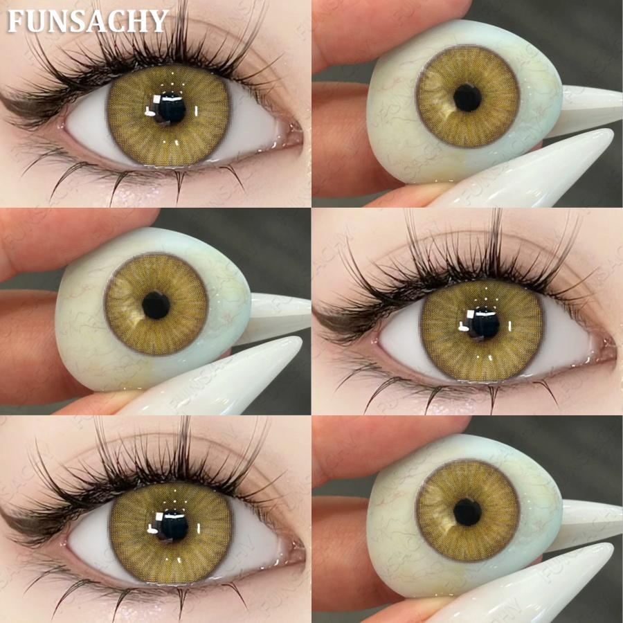 FUNSACHY 1 пара натуральных линз корейского стиля цветные контактные линзы синие линзы коричневые туманные перламутровые цветные линзы высококачественные мягкие линзы