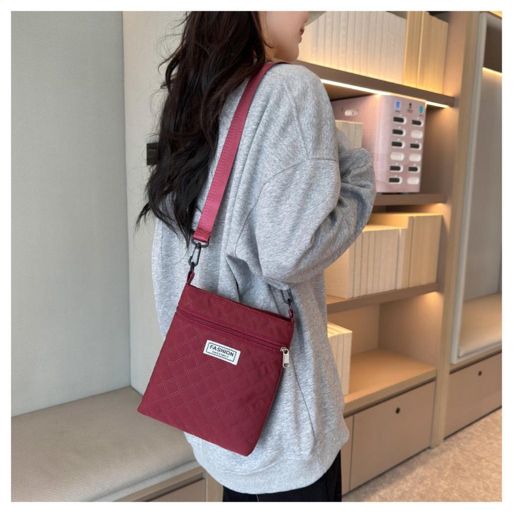 Простая однотонная сумка кроссбоди с ромбовидной сеткой для женщин, повседневная наплечная сумка, легкая и универсальная маленькая квадратная сумка кроссбоди