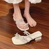 French Rhinestone Butterfly Cover Toe Sandals Women's Outer Wear 2025 New Crystal Thick Heel Sandals Women's Summer Skirt