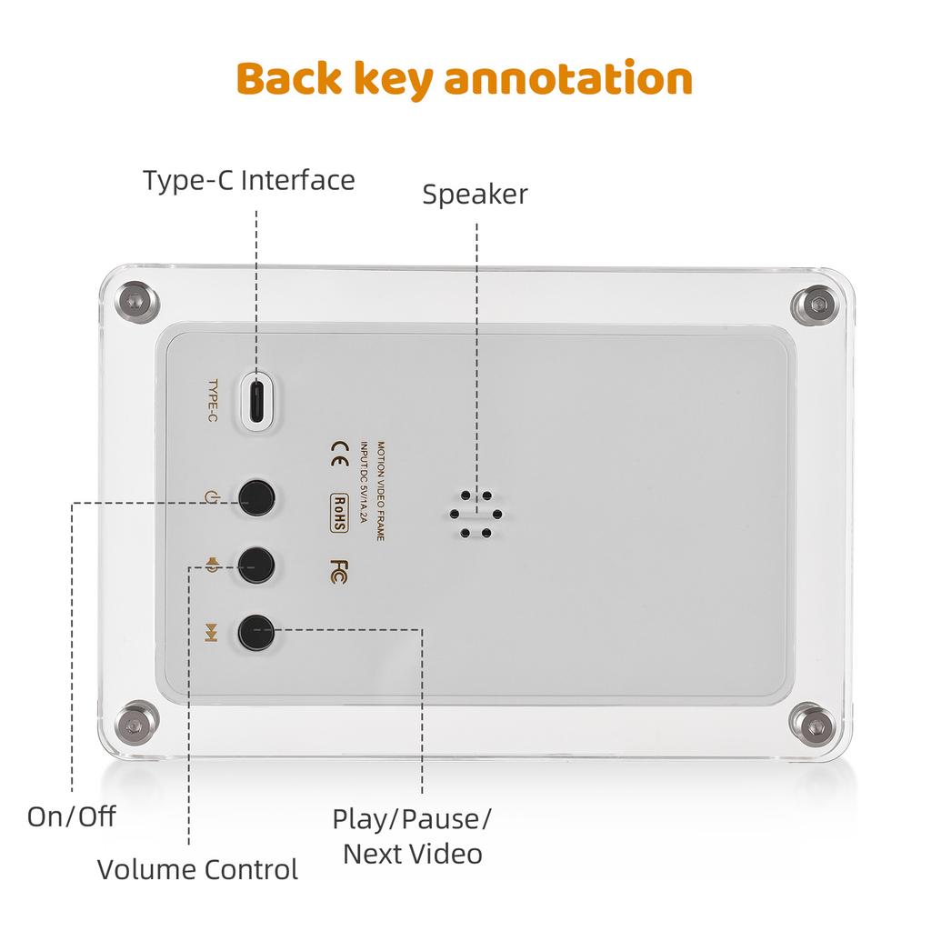 5-дюймовая акриловая цифровая фоторамка Цифровая фоторамка Фото/музыка/видеоплеер с автоматическим вращением