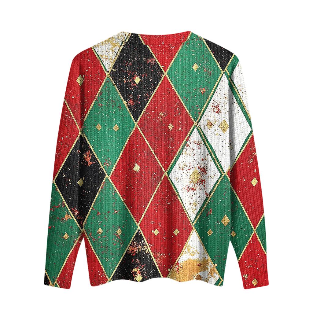 Женский милый свитер вязаный модный повседневный с V-образным вырезом с длинным рукавом уютный с принтом топ