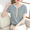 Летняя одежда для мам, короткий рукав, трикотажный топ, футболка из ледяного шелка, модные футболки для женщин среднего возраста и пожилых женщин