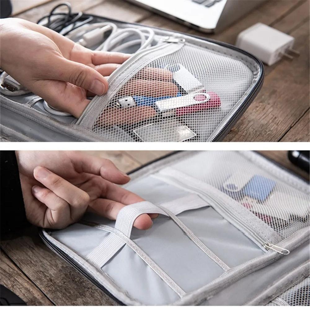 Сумка для хранения цифровых данных USB-кабель для хранения данных Портативный водонепроницаемый органайзер для электронных устройств Наушники Линия Зарядное устройство Вилка для путешествий