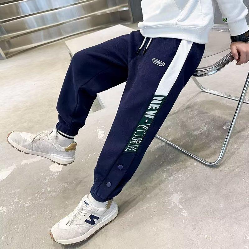 Брюки для мальчиков весна-лето-осень Брюки для детей и подростков Тонкие детские спортивные прямые брюки Модные брюки с тремя полосками Модные