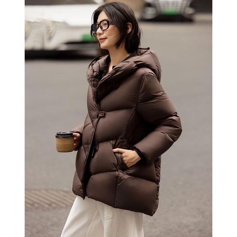 Demana Women's 15D Puff Cloud Hooded Loose Mid-Length Puffer Down Jacket