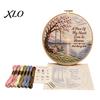 Relaxing Crafting Art Memorial Embroidery Kit for Beginners, Pre-Stamped Pattern Starter Needlepoint with Hoop, Threads, Needles Home Decor Floral