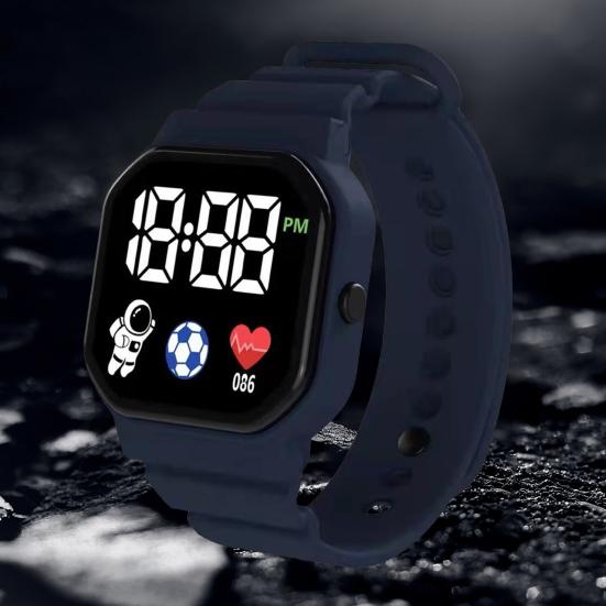 Digital LED Sports Watch Shockproof Square Design Large Screen Adjustable Strap Comfortable To Wear Accurate Time Watch