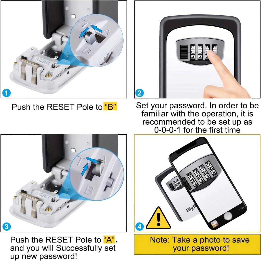 1pc Ultra-Secure Flip Top Key Safe Box,expensive all-metal Key Storage with Combination Access for Home,Emergency