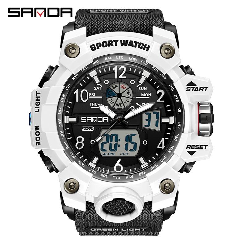 Sanda Teen Multi-functional Waterproof Sports Watch with Alarm & Luminous Display