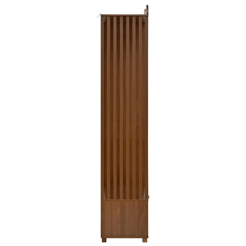 Wardrobe Cabinet with Mirror & Open Clothes Rack – Compact Wardrobe, Practical Storage with Drawer & 2 Doors, Ideal for Bedroom & Hallway