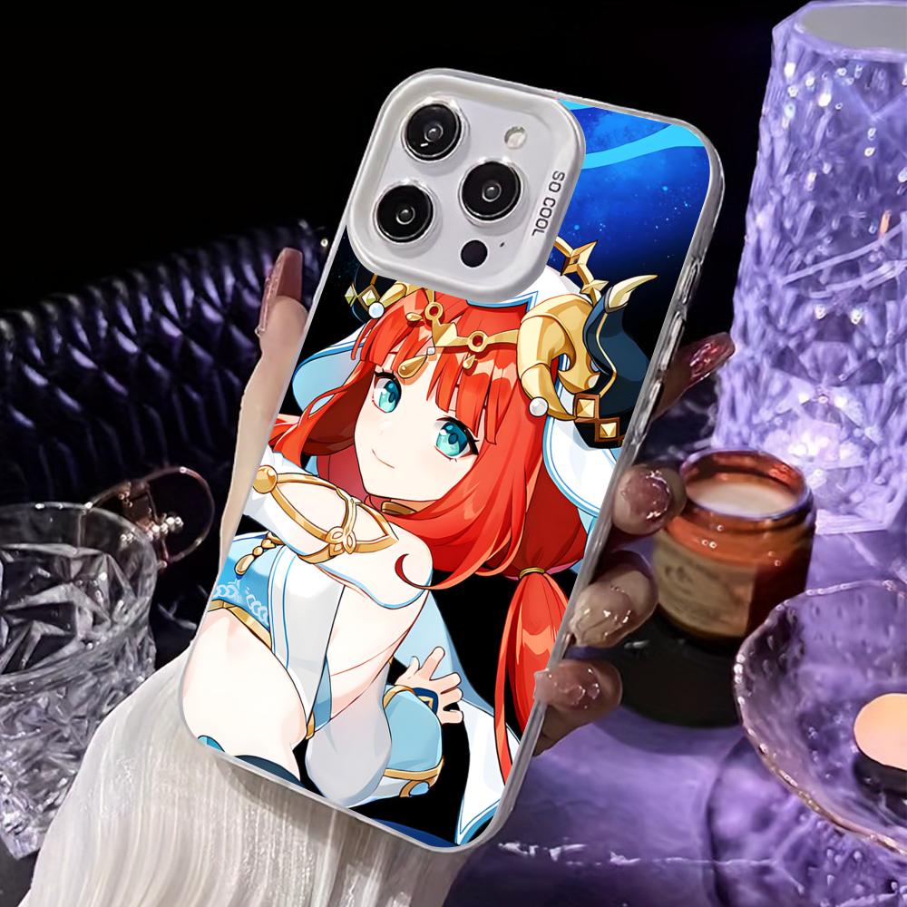 Game GI Nilou White Translucent Mobile Phone Case for iPhone 17 16 15 14 13 12 11 X XR XS 8 7 Air Pro Max Plus Colorful Cover