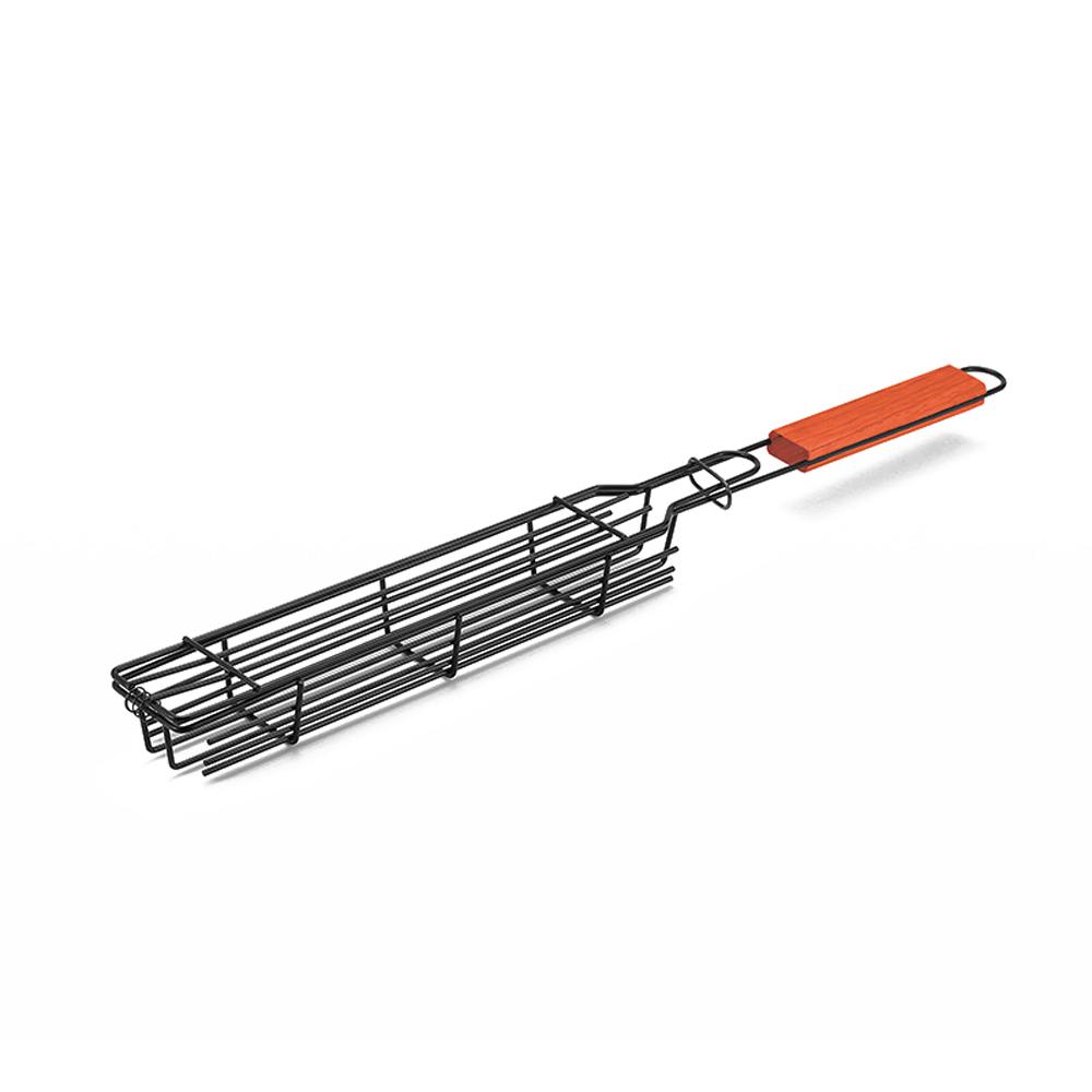 Корзина для гриля для кемпинга, барбекю, угольный гриль, инструмент для уличного гриля, портативный инструмент для пикника, обжарки с деревянной ручкой