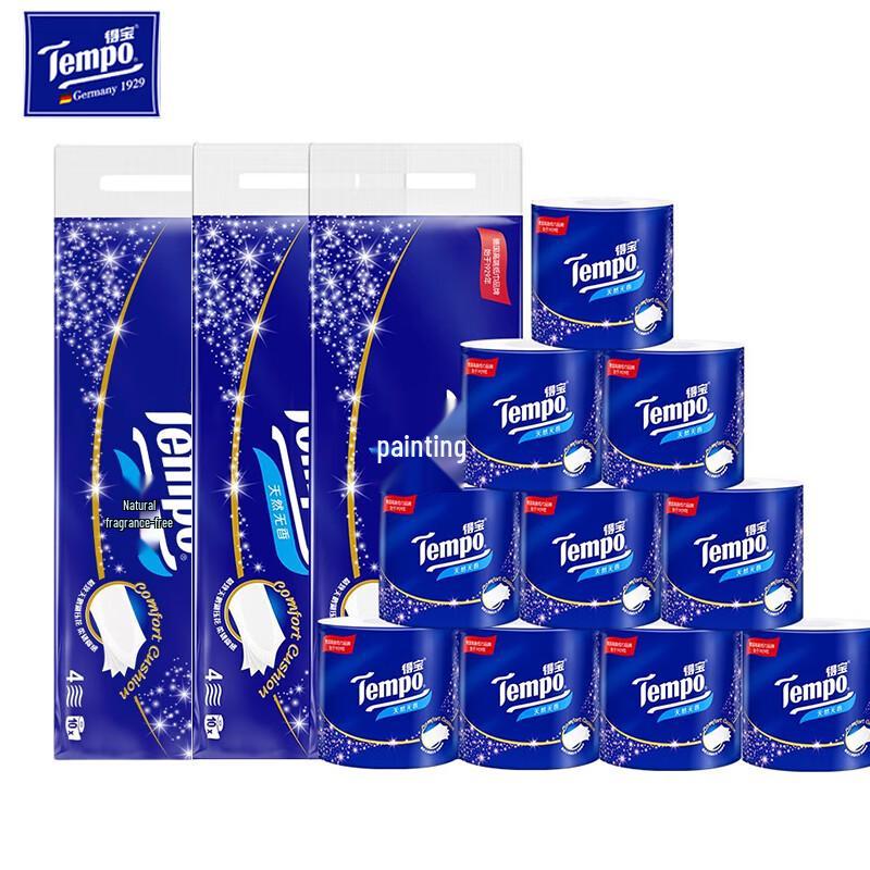 Tempo Unscented 4-Ply Flushable Toilet Paper Rolls