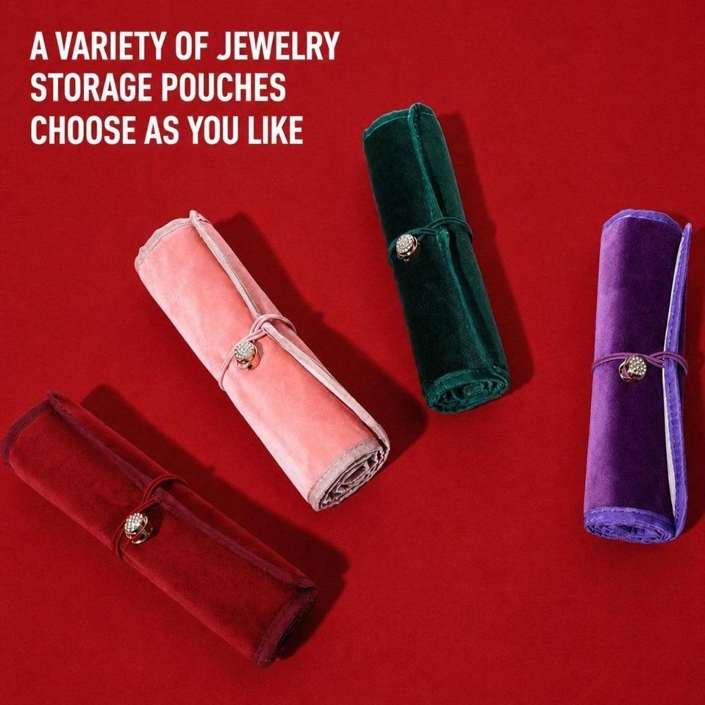 Foldable Jewelry Case Portable Jewelry Roll Pouch Jewelry Holder Necklace Earrings Rings Bracelets