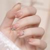 24Pcs Pink Bow French Press On Nails Cute Diamond Ballet Oval Acrylic Fake Nail Tips Reusable Stick On Manicure For Girls