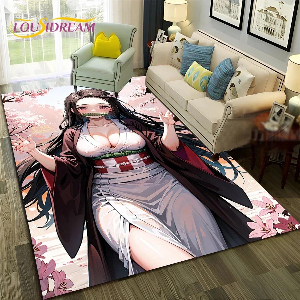 Ковер Kamado Nezuko Demon S-Slayer в стиле аниме для спальни, гостиной, домашнего дивана, украшения, детский игровой большой декоративный напольный коврик