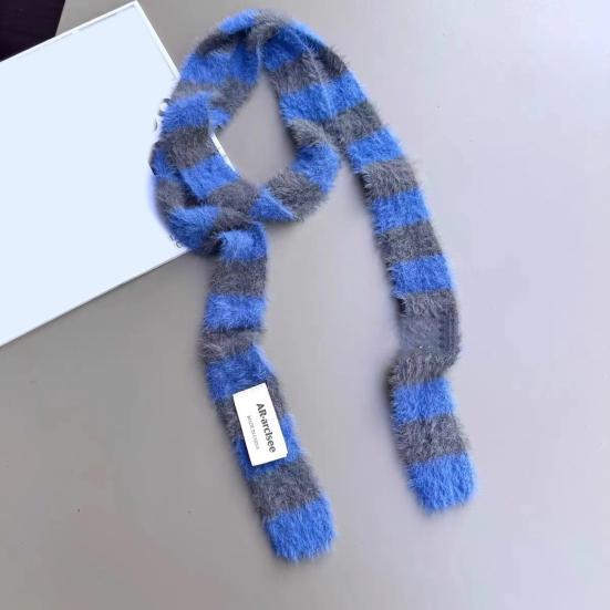 Женский длинный шарф в стиле ретро, полосатый, цветной, утолщенный, искусственный мех норки, теплый, тонкий шарф, модный аксессуар