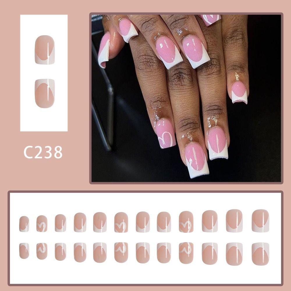 Короткие квадратные накладные ногти френч пресс на ногтях модные советы по маникюру для женщин и девочек