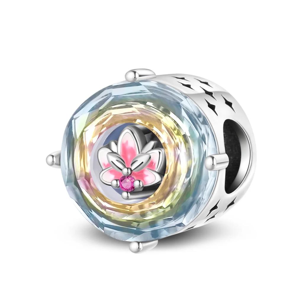 Charms Plata Copper Colors Colorful Butterfly Flowers Beads Charm Pendant For Original Bracelet For Women Diy Jewelry Love Gift