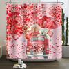 Happy Valentines Day Heart Shower Curtain Red Pink Romantic Falling Love Heart Sweet Lovers Waterproof Bathroom Curtain Decor