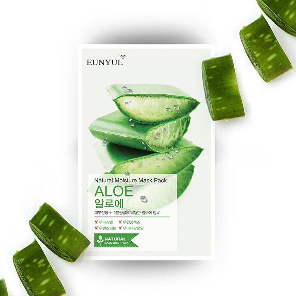 Eunyul Natural Aloe Mask Pack 1 Sheet / Moisture Soothing Intensive Care / 1 Pack Per Day for Daily Use