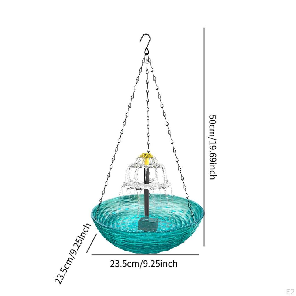 Hanging Bird Bath with Solar Energy for Outdoor Spaces 9.25inchx9.25inchx19.69inch