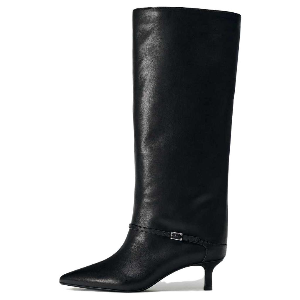 Zara Fashionable Versatile High Boots Women Boots Black 13026410-35