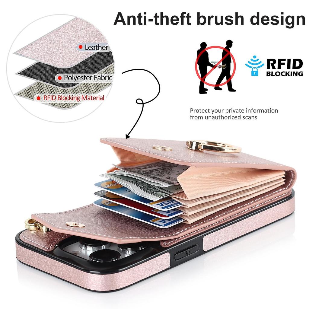 Crossbody Card Bag Wallet Ring Holder Leather Case for iPhone 15 14 13 12 11 Pro Max XS MAX XR for Samsung S23 S22 S21 S20 Ultra Plus A14 A13 A53 A54