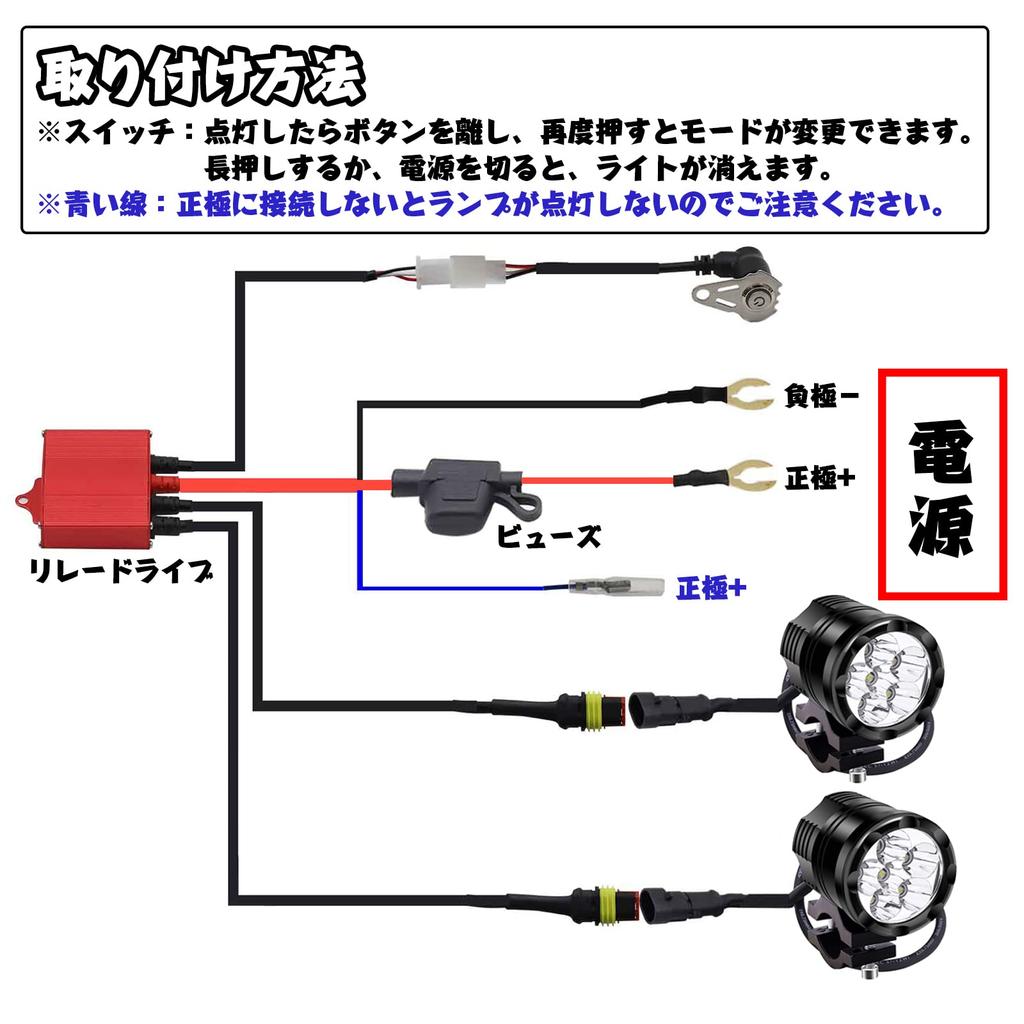 Motorcycle LED Fog Light Harness Auxiliary Compatible with 12V and High Work Light with Set Yellow X-STYLE Kit, 2-Color, 3-Mode Switch, 60W,